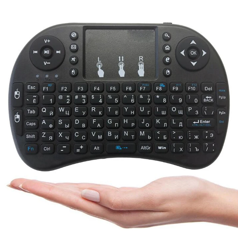 2.4Ghz Wireless Keyboard 7 color backlit i8 Mini Russian English colour Air Mouse with Touchpad Remote Control Android TV Box | Компьютеры