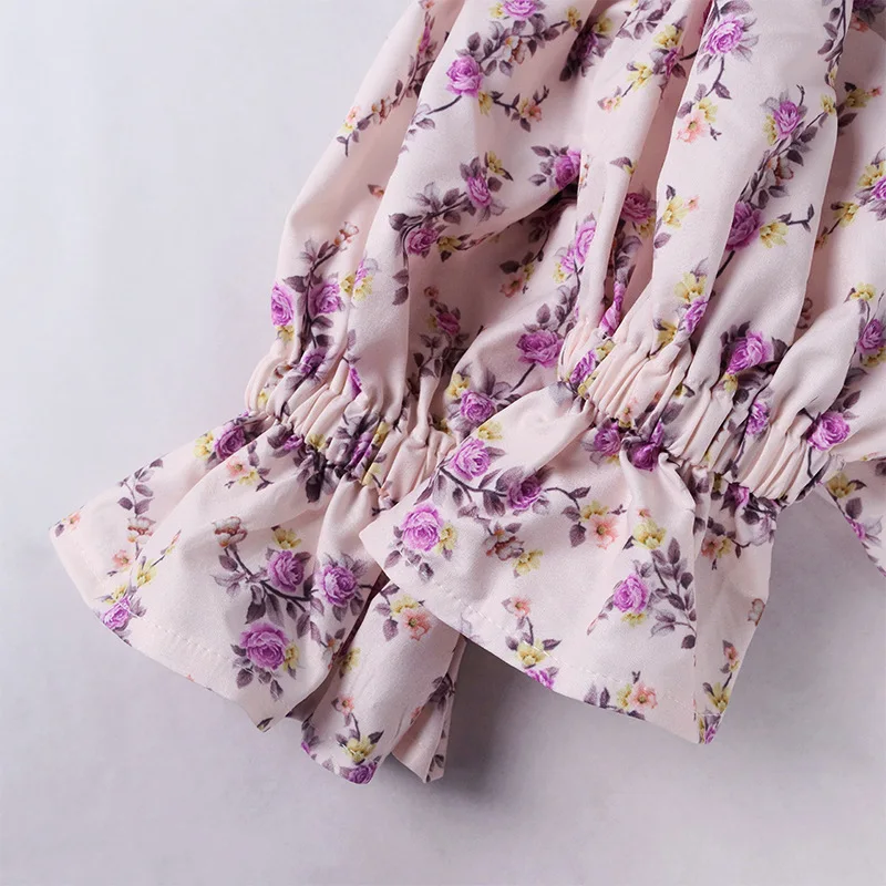 

High Quality Women Summer Dress Sexy Bodycon Dress Puff Sleeves 2021 V Neck Floral Print Elegant Prom Evening Party Dress