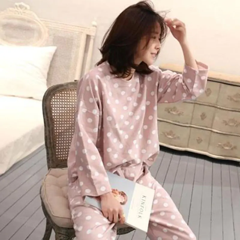 

YRRFUOT Long Sleeve Pajamas Set 2021 Spring Autumn New Products Thin Milk Silk Ladies Homewear Cute cartoon Print Sleepwear Full