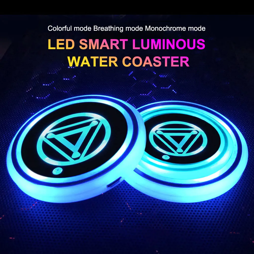

2Pcs LED Car Cup Coaster RGB USB Car Cup Holder Rechargeable Drink Beverage Holder Pad Ambient Light lamp Interior Accessories