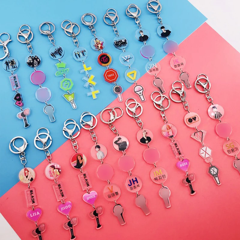 Kpop BLACKPINK EXO GOT7 SEVENTEEN TWICE TXT Lightstick форма брелок Подвеска для ключей сумка аксессуары вентиляторы подарки, Прямая поставка