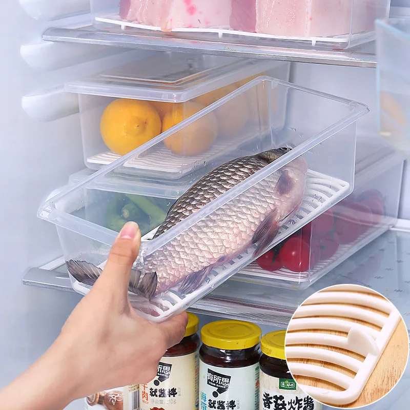 

Kitchen Refrigerator Seafood Storage Box Deodorant Sealed Container Square Plastic Fruit Vegetable Fresh-Keeping Box
