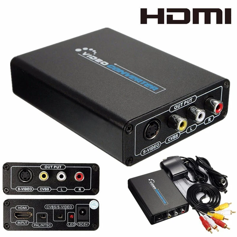 1080P HDMI к 3 RCA AV CVBS Композитный S-видео аудио видео конвертер адаптер |