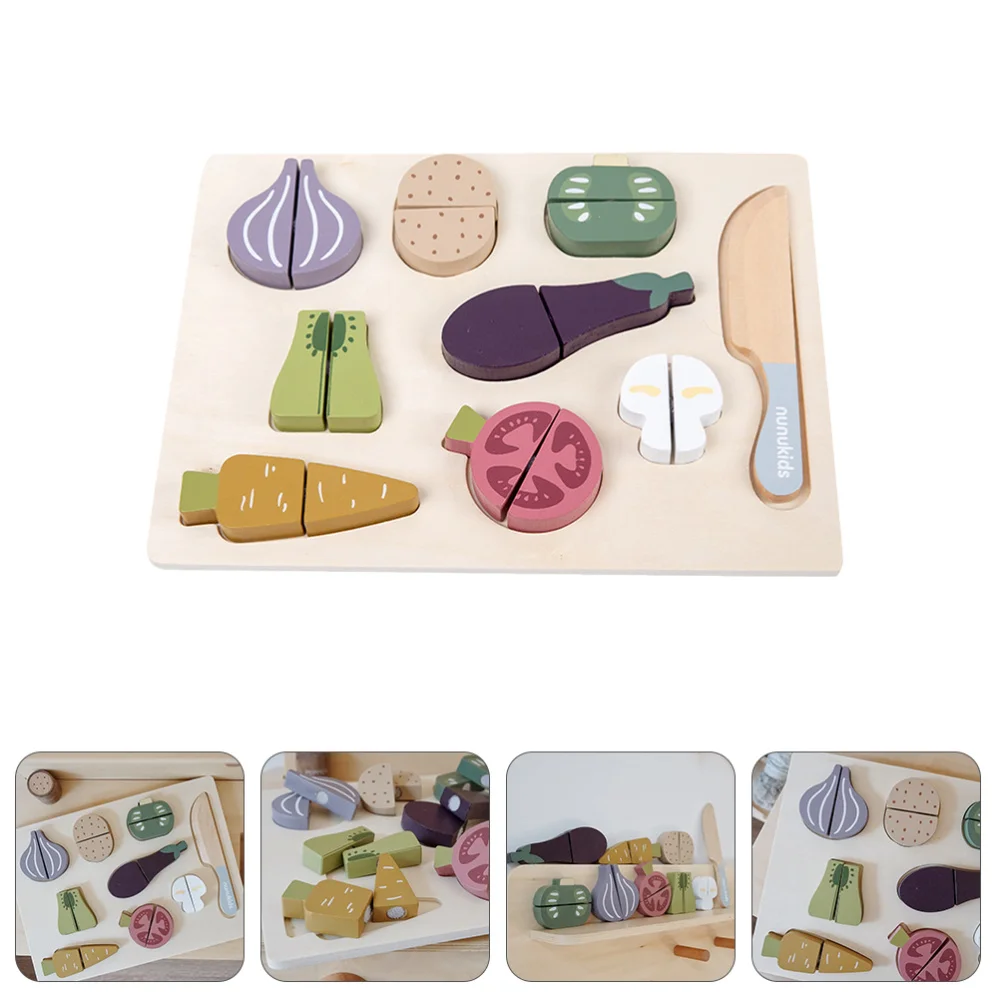 

1 Set Vegetable Cutting Toys Kitchen Food Fun Cutting Wood Vegetable