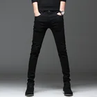 Новинка 2022, высококачественные джинсы, повседневные облегающие черные джинсы, мужские прямые брюки-карандаш, модные мужские уличные обтягивающие джинсовые брюки