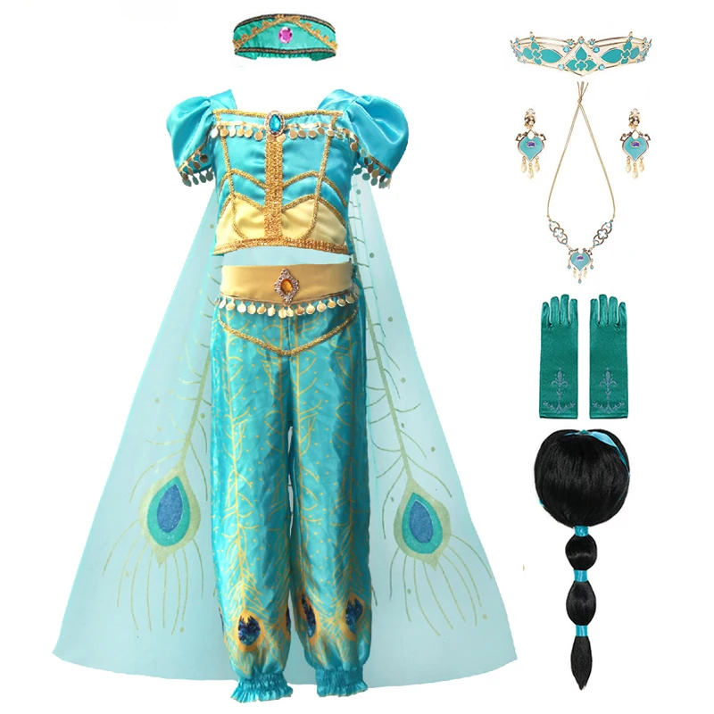 Новые костюмы Aladdin Jasmine детское платье Арабской принцессы для девочек одежда