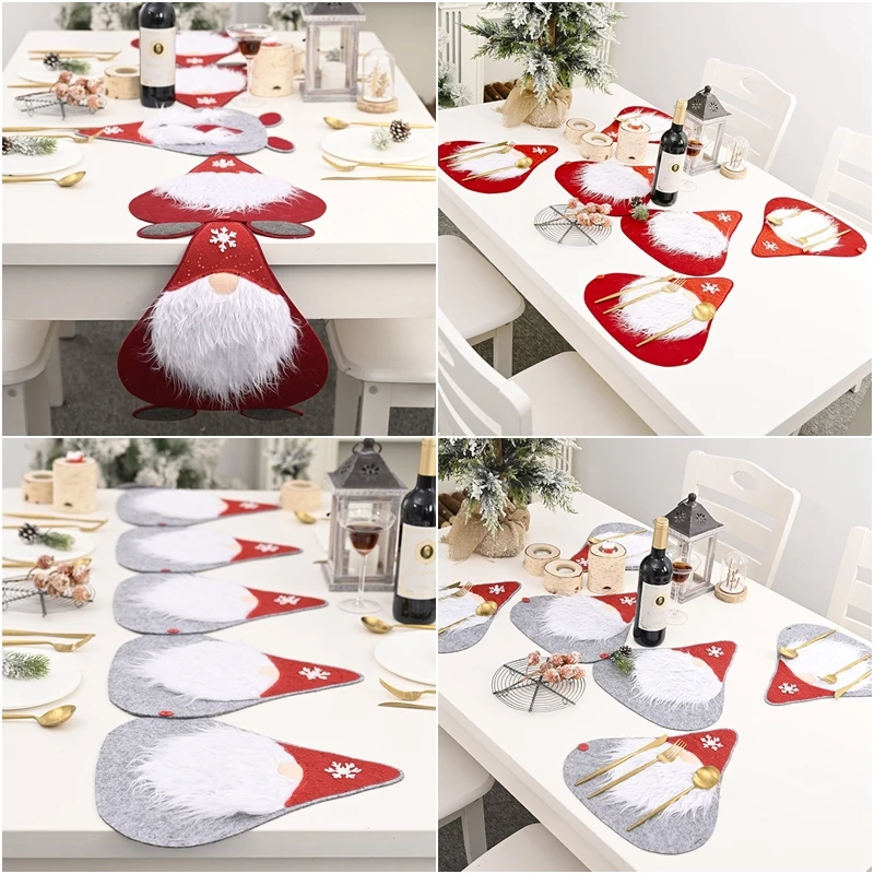 Рождественский столовый коврик Санта Клауса для посуды милый 2020 новогодний