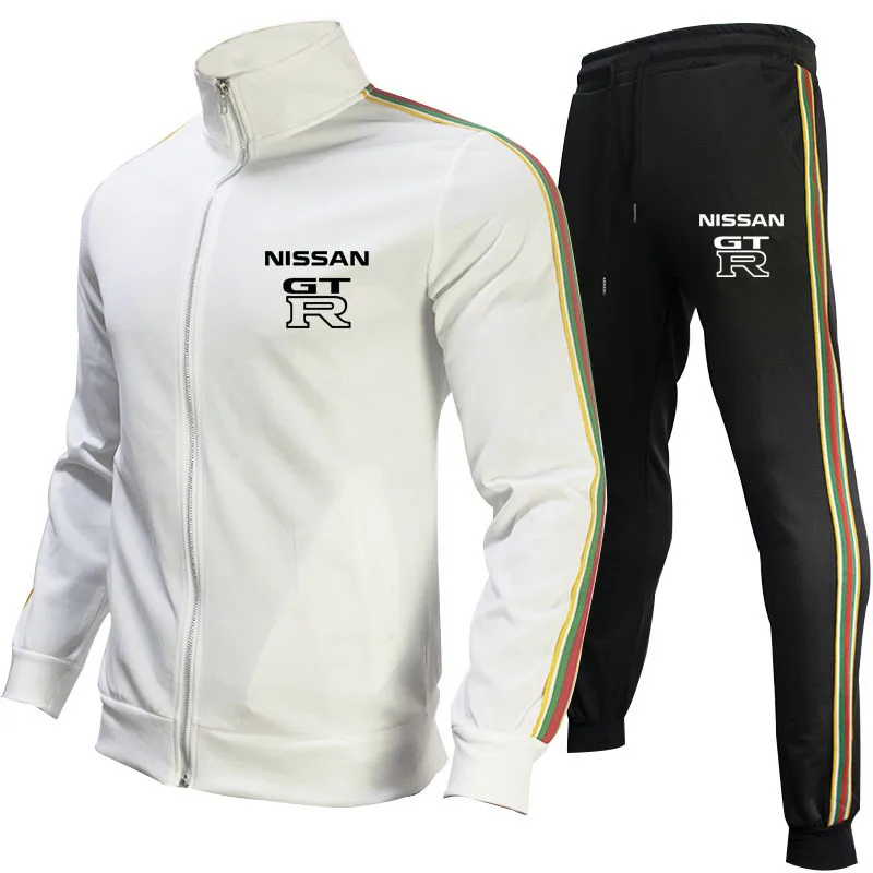 

2021 Casual jacket Mens High-quality sportswear gtr car logo print Men's jacket + pants suit fitness jogging 2-piece suit