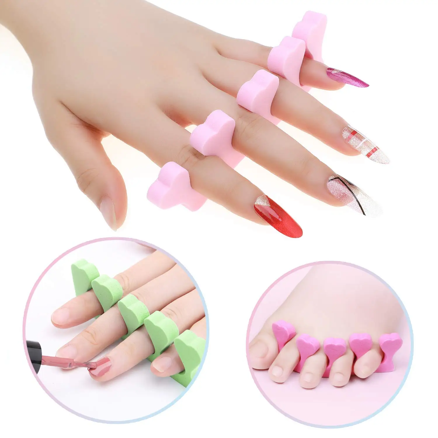 

50 Pack Nail Art Toes Separators Fingers Random Color Soft Sponge UV Gel Polish Beauty Manicure Pedicure Tools