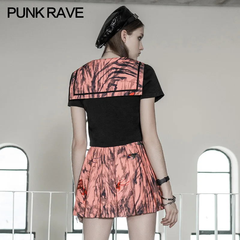 Женская короткая униформа летний топ с высокой талией плиссированная юбка