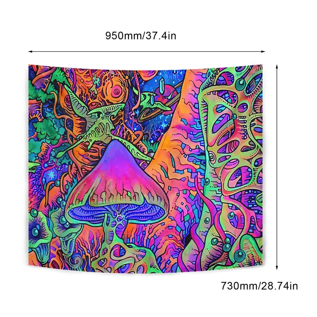 

Creative Wall Tapestry Psychedelic Hippie Tapestry Wall Hanging Colorful Mushroom Rectangular Art Decor Print For Living Room