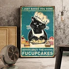 Винтажный плакат с изображением черного кота, я только что испек тебя, закрой капкейк, Картина на холсте, настенное художественное украшение для гостиной