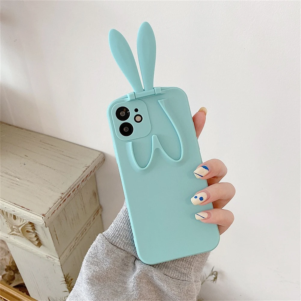 Simple Protective Sleeve for IPhone 13 Pro Promax Creative Cute Bunny Ear Mobile Phone Case with Holder | Мобильные телефоны и