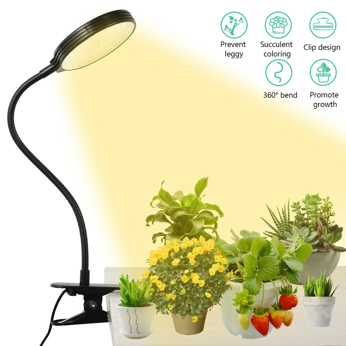 

78 LEDs Plant Grow Light 15W IP65 Waterproof Grow Lamp with Timer 360° Adjustable Gooseneck Grow Light Full Spectrum Grow Lamp