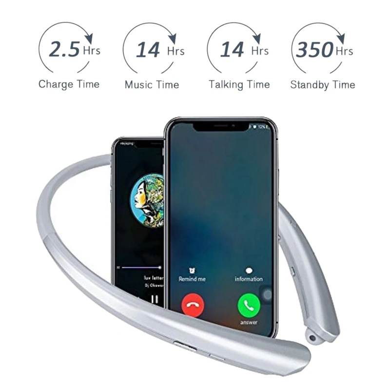 Bluetooth retractable headphones wireless earplugs neckband high-definition stereo and microphones | Электроника