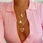 Винтажное женское золотое ожерелье, сердце, крест, пирамида, старинный египетский фараон, многослойное ожерелье с подвеской, цепочка, чокер, ювелирные изделия