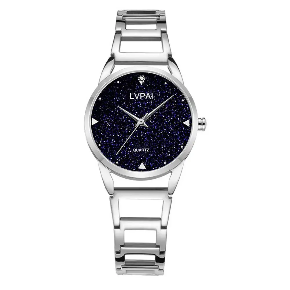 Silver Black Lvpai Люксовый Бренд Часы женские часы-Браслеты Модные Кварцевые Наручные Часы Для Женщин Классический деловой стиль Золотые часы - Цвет: Silver Black