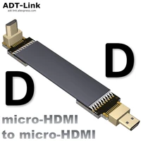 d d micro to micro hdmi compatible extension flat cable cord emi shield right angle hd d type to d type cable 2 0 4k5060 2160p