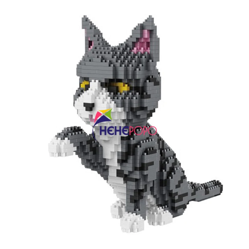 

1300pcs 16038 Micro Building Blocks Balody Shaking Hands Cats Block Educational DIY Model Bricks Toys Kids Birthday Gifts Toy