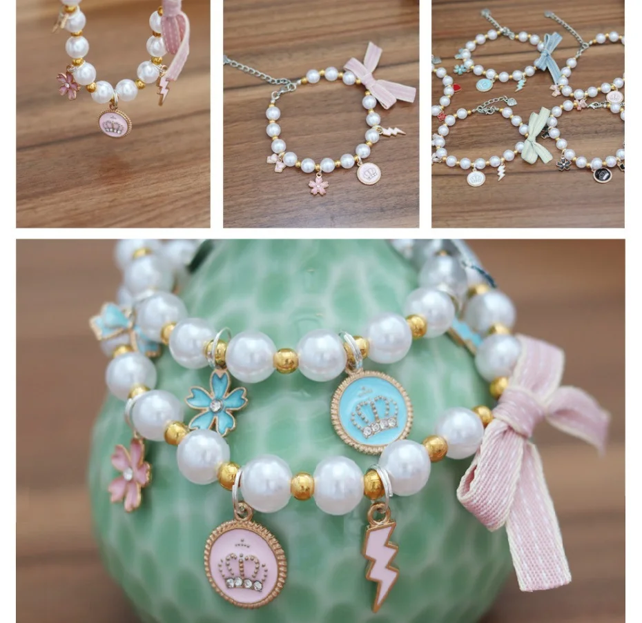 

Princess pearl pet Necklace dog dog cat small animal wedding jewelry Yorkshire small dog products pet Pendant Accessories