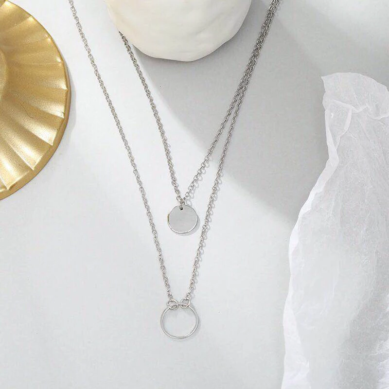 Комплект многослойного ожерелья для женщин чокер до ключиц под золото простые