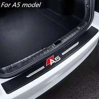 car leather rear bumper stickers for audi a5 trunk guard plate molding car logo carbon fiber stickers style interior accessories