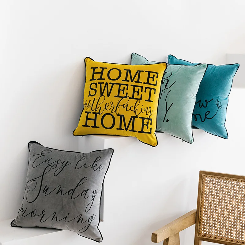 Толстый бархат наволочки художественного слова принт с английскими буквами