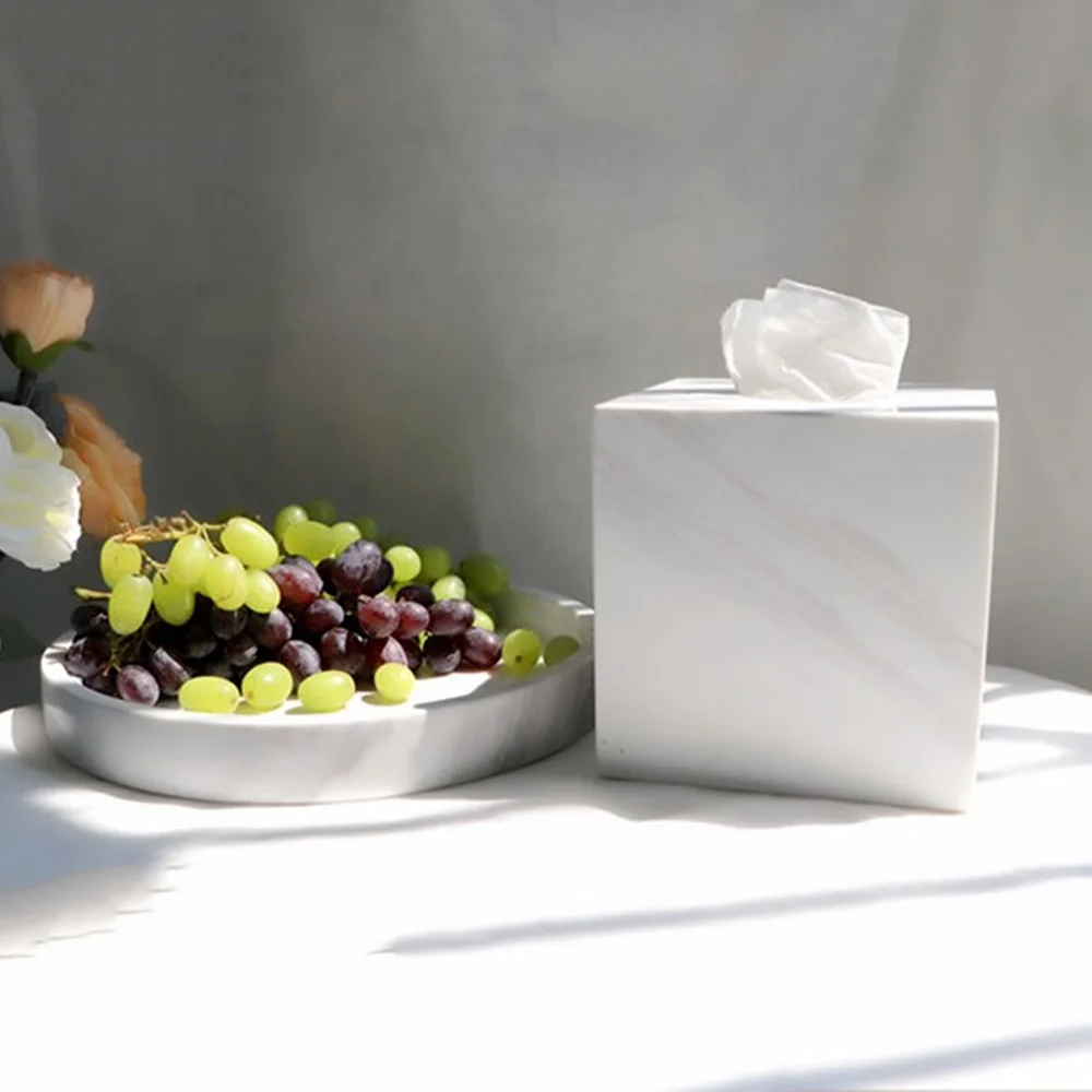 Free shipping Natural Stone Marble Tissue Box Holder with Removable Transparent Bottom | Дом и сад