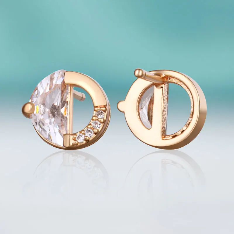 Женские маленькие серьги гвоздики MAIKALE круглые золотистые с кубическим