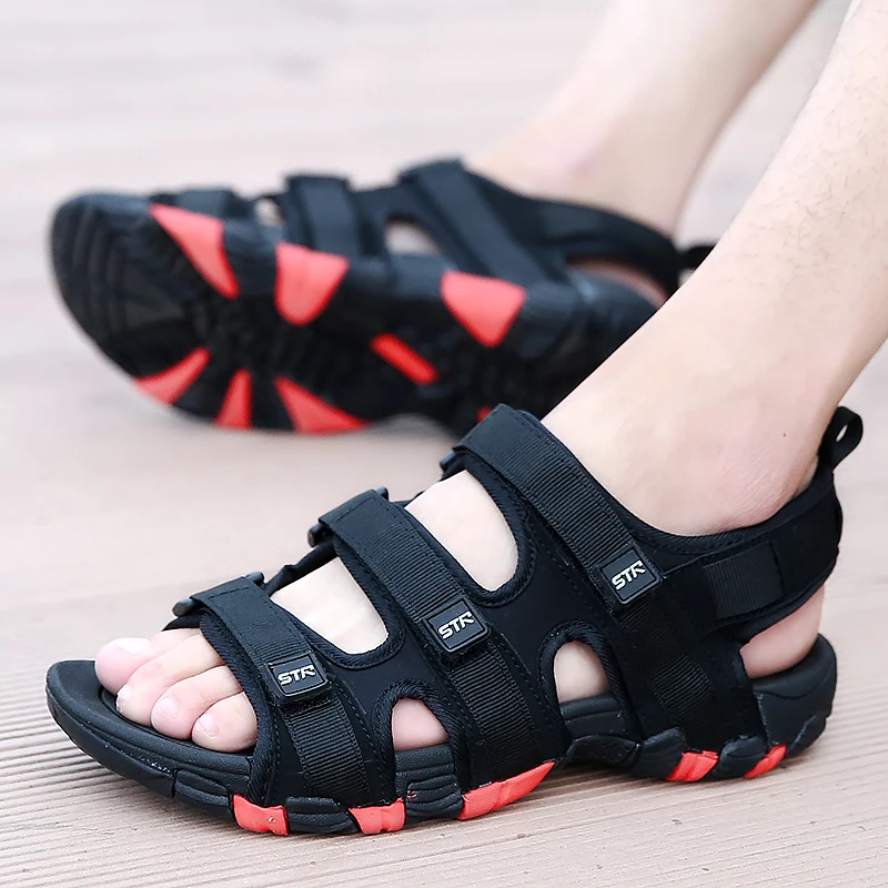 

YEINSHAARS Summer Men Sandals Hook&loop Men's Summer Shoes 2021 Fashion Waterproof Casual Beach Shoes