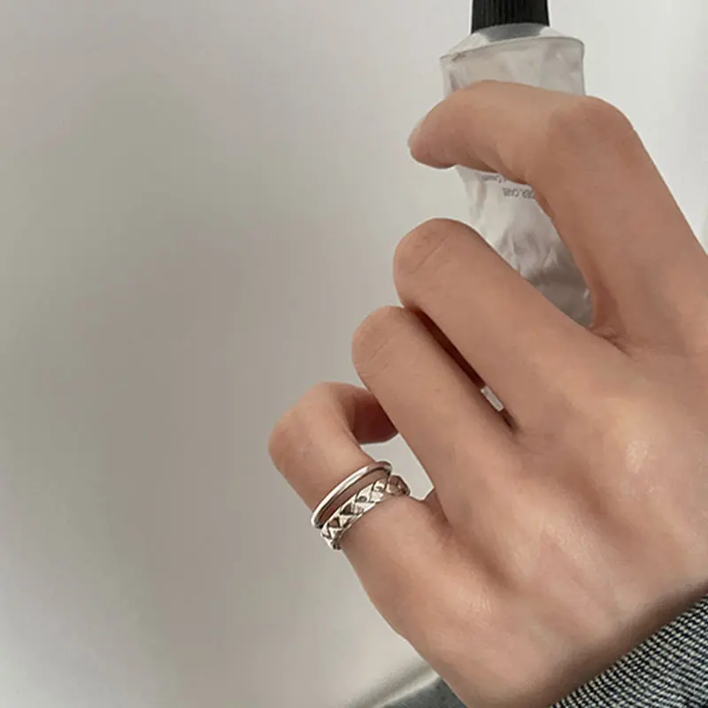 

Женские гладкие кольца из стерлингового серебра S925 пробы, новинка 2021, оригинальное Двухслойное Открытое кольцо, простое кольцо