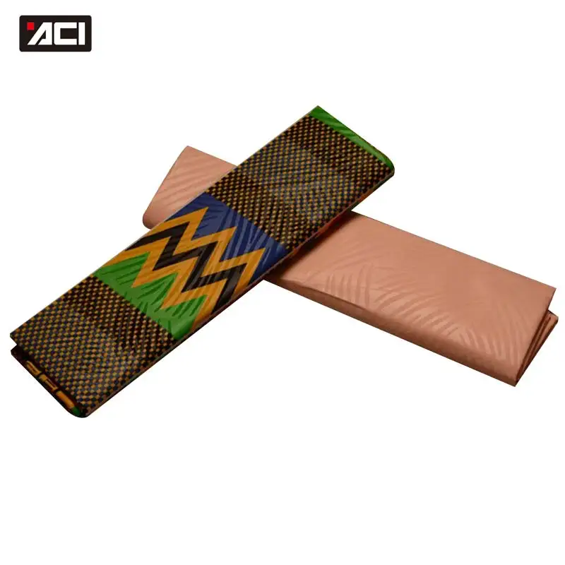19070023 ACI 2Yards Ghana Kente Fabric Veritable Wax Block Prints Fabric Real Wax Mix 2Yards African Ankara Fabric Plain Dyeing Embossing - Цвет: 19070023