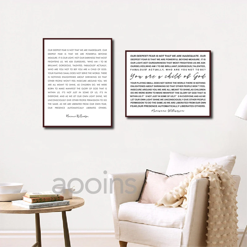Child of God Minimalist Inspirational Quotes Wall Art Canvas Posters Prints - Our Deepest Fear | Christian Home Decor and Gift | Painting for Inspiration image 6
