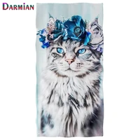 darmian fashion animal 3d cat with blue flower pattern home bathroom function face towels kids adults travel beach towels summer