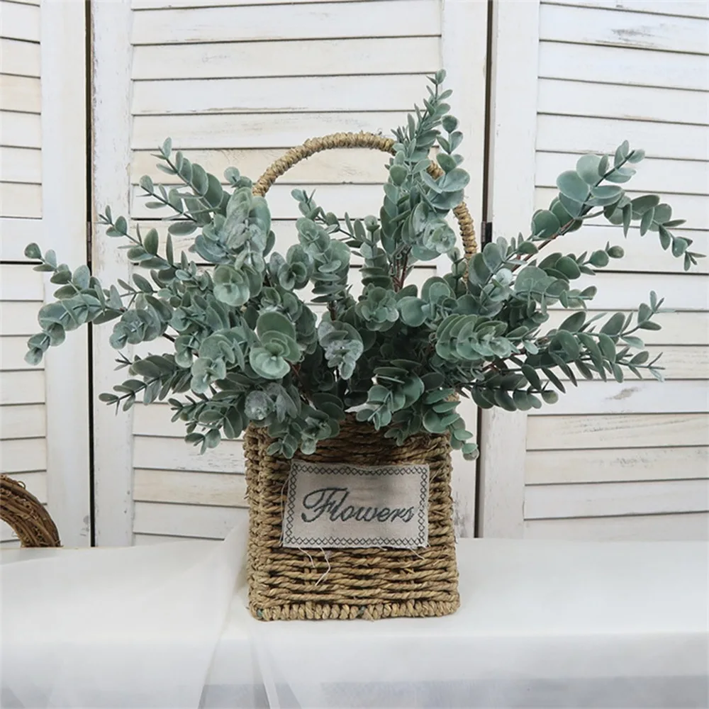 

45cm Nordic Wind Artificial Plants Bunch Eucalyptus Money Leaf Home Wedding Deco Flower Arrangement Photography Props Gray Green
