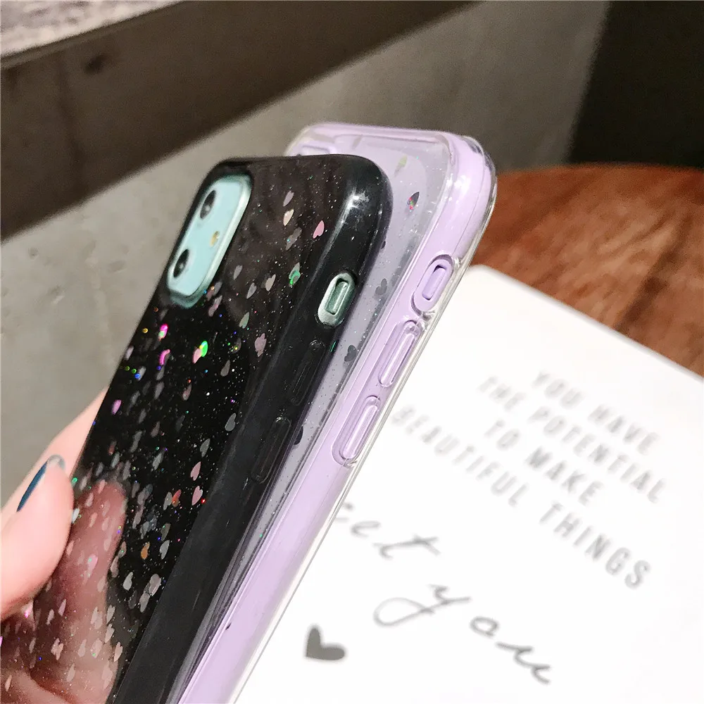 QINUO милый блестящий чехол для iPhone 11 Pro MAx 6 6s 7 8 Plus глянцевый эпоксидный прозрачный