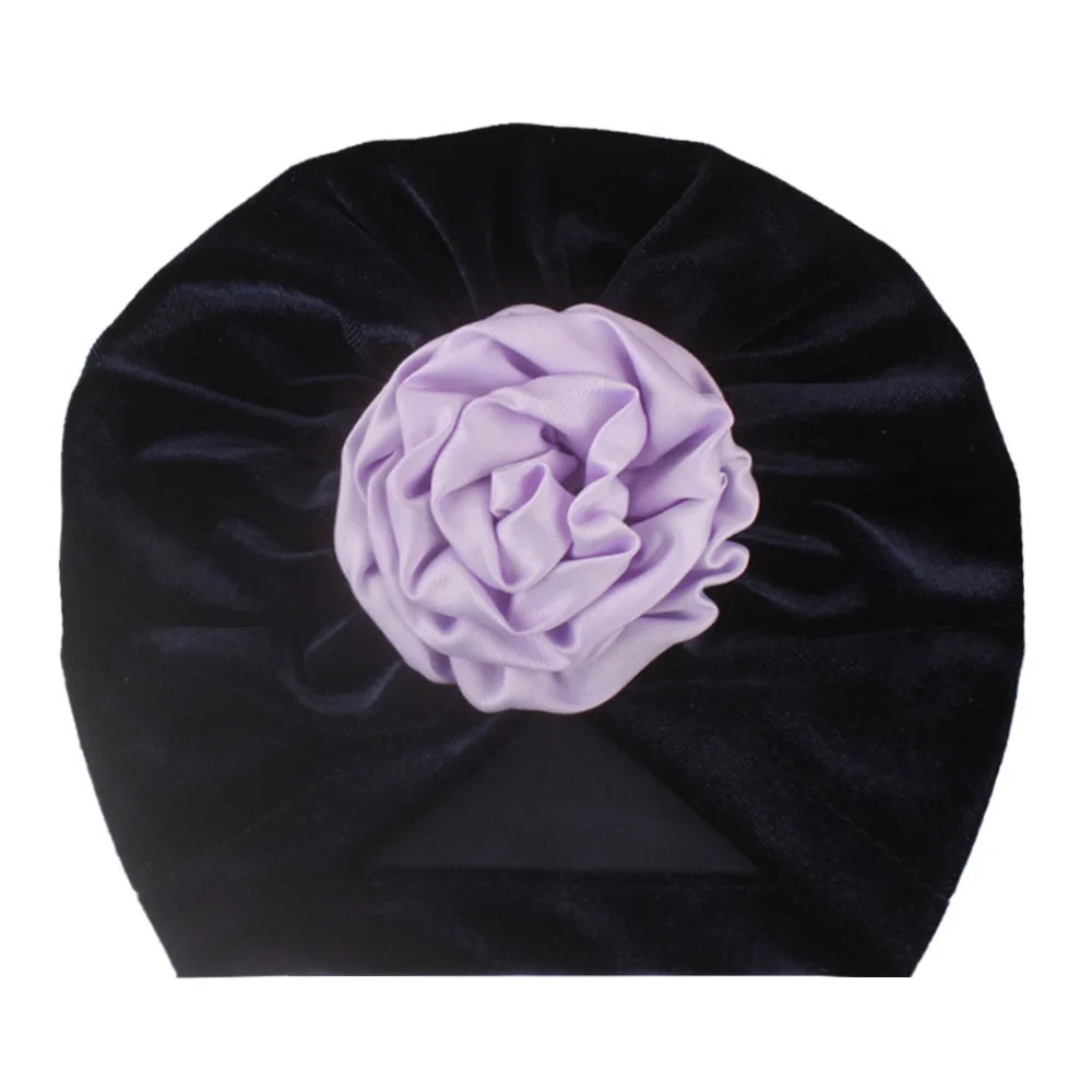 Новинка 2019 1 шт. Вельветовая детская шапка Зимняя Шапка-бини с цветами для девочек