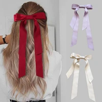 2021new satin hairclip girls bow hairgrips long trendy hairpin temperament ribbon bow ladies headwear hair accessories for women