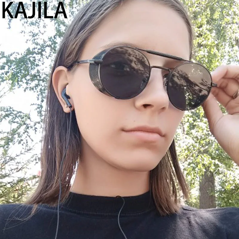 Новые брендовые дизайнерские ретро металлические стимпанк Солнцезащитные очки