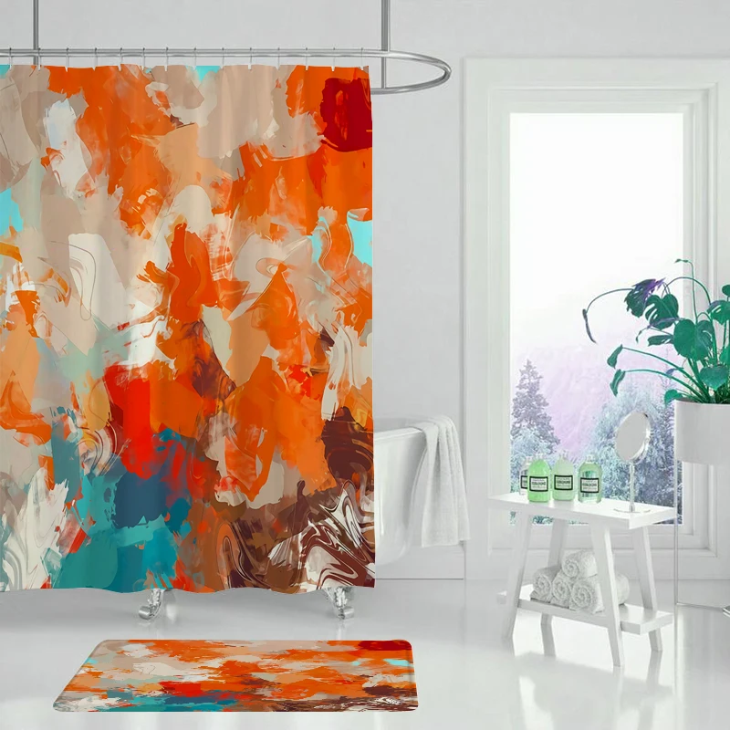 Занавеска для душа летняя с солнечным светом абстрактные цветы геометрические