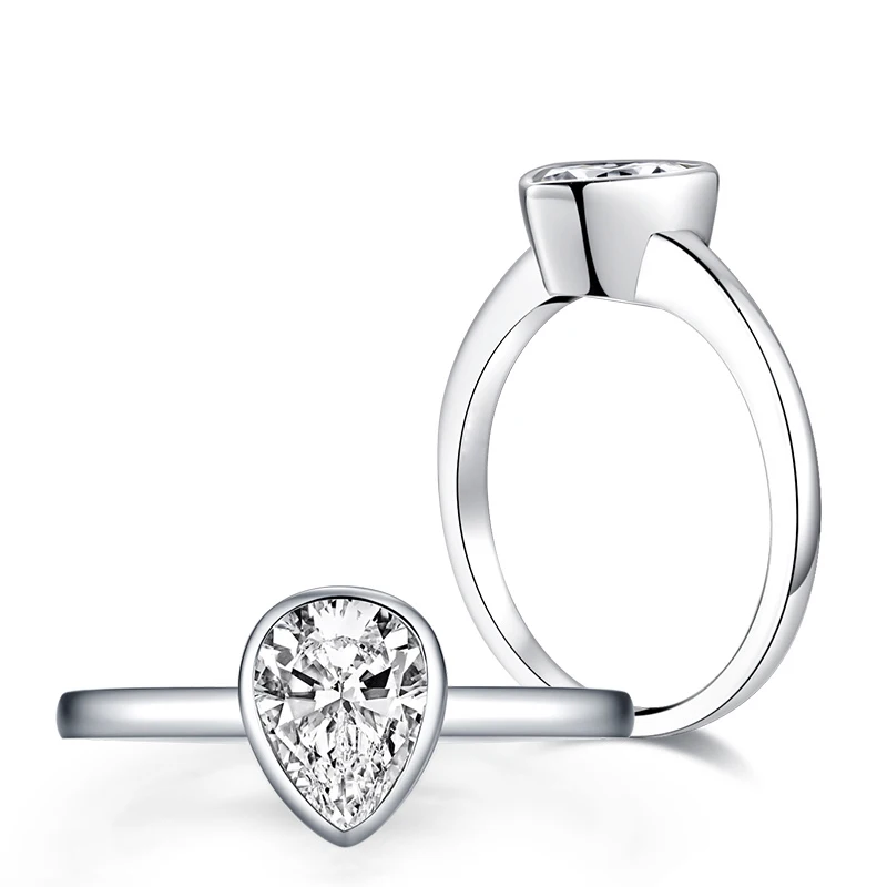 LESF 925 пробы Серебряная груша 1 25 Ct кольца для Для женщин Bague Роковой серебро