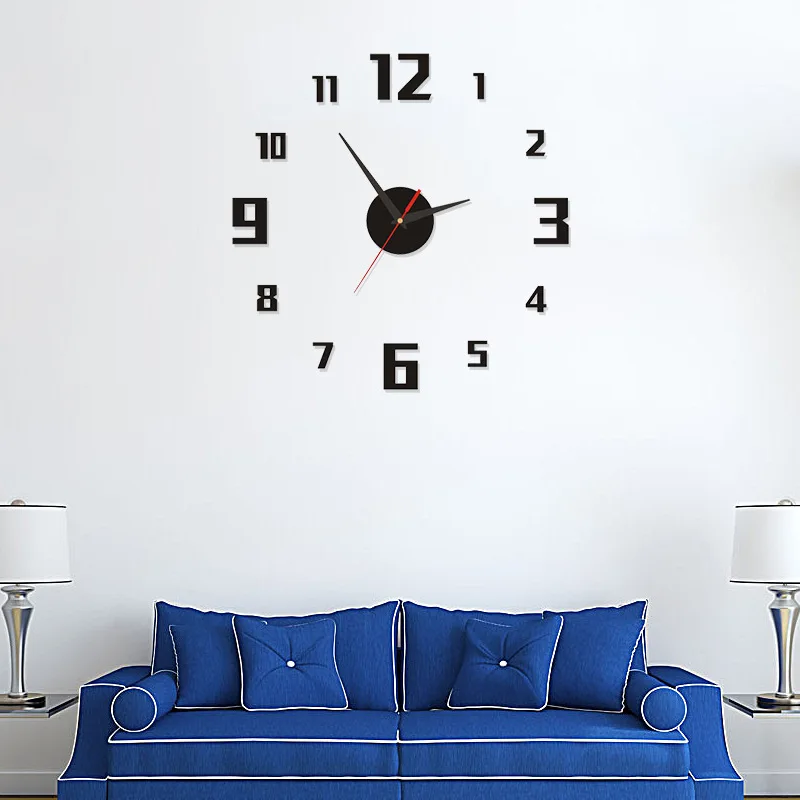 Новый 3D дизайн настенных часов большие акриловые зеркальные настенные наклейки
