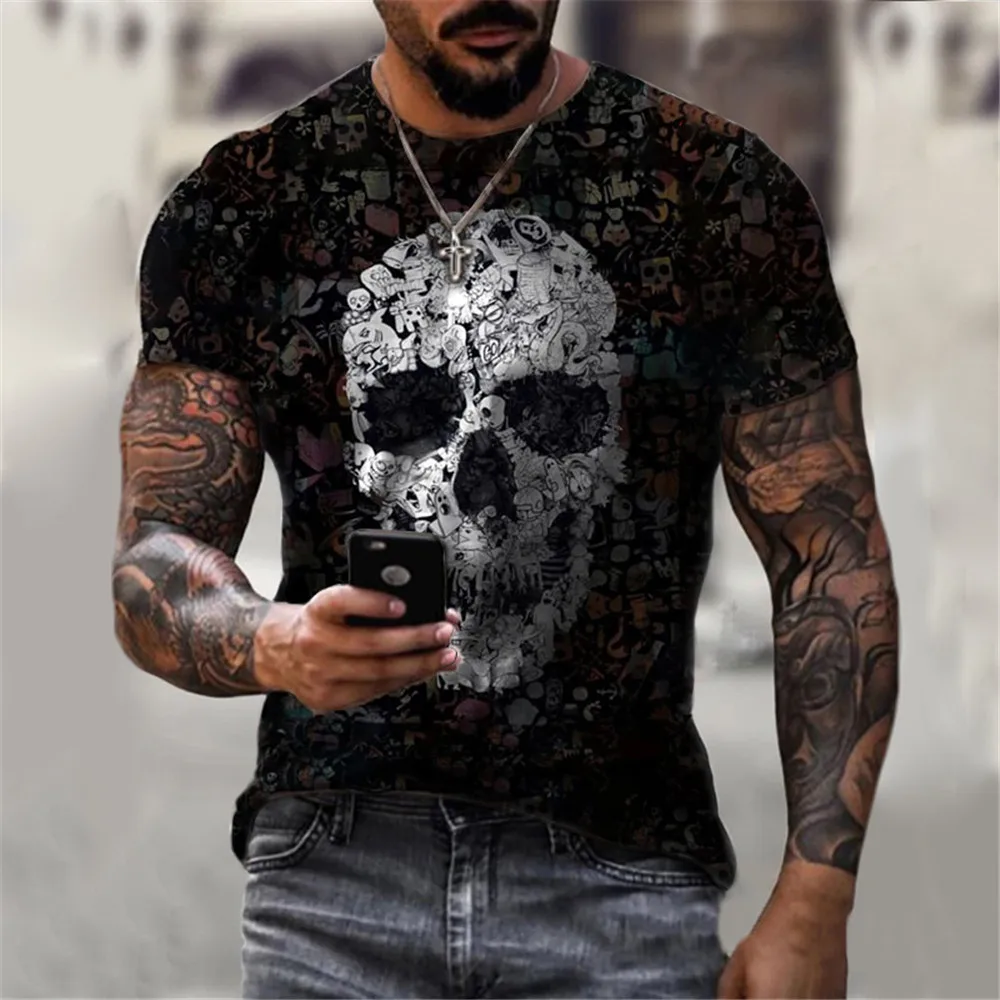 

Summer New Skull T-shirt Graphic Vaper Hippie T-shirt Men's Top T-shirt Men's Clothing Street 3D Clothing Ropa Verano Hombre