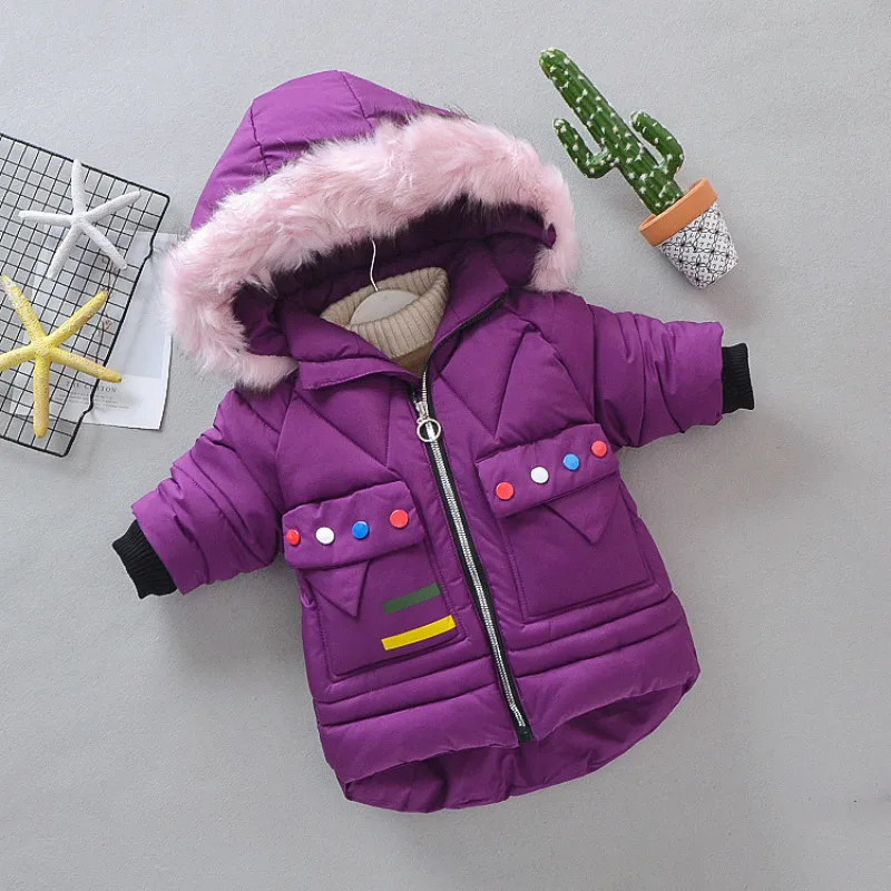 Зимние куртки для девочек детские теплые пальто плотная верхняя одежда малышей
