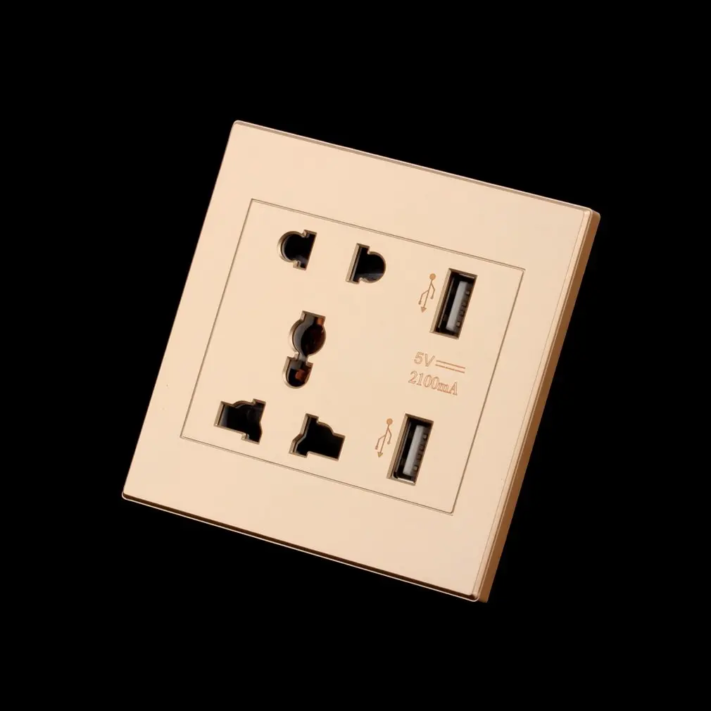 Настенная электрическая розетка с двумя USB портами 5 В 2100 мА|Электрические