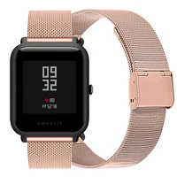snap button milanese metal watchband for xiaomi huami amazfit bip gts gtr 42mm stainless steel watch band wristband strap