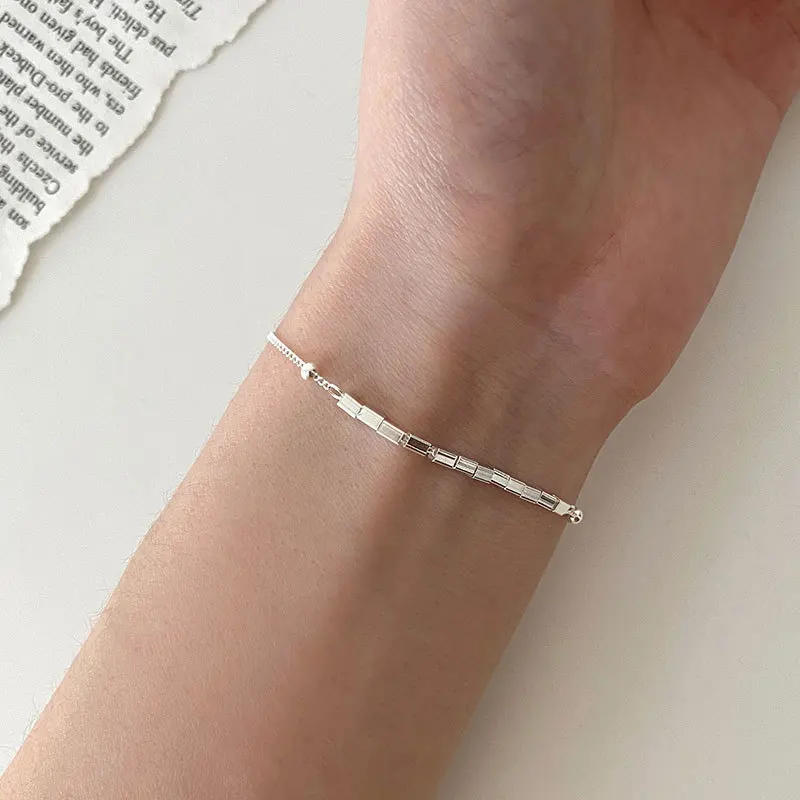 

Женский браслет из серебра 925 пробы, с квадратными трубками