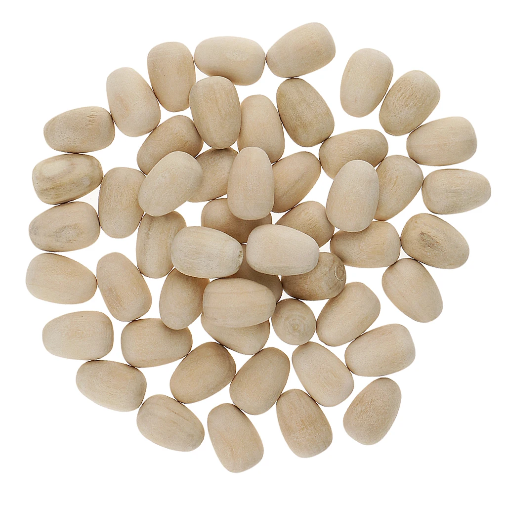 Unpainted Small Wooden Easter Eggs Craft Egg Embellishments 50 Pack Wood Table | DIY Crafts