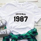 Оригинальные футболки 1987, модные хлопковые футболки в эстетике 35-го дня рождения, женская футболка с забавным графическим принтом, повседневные футболки с круглым вырезом и коротким рукавом