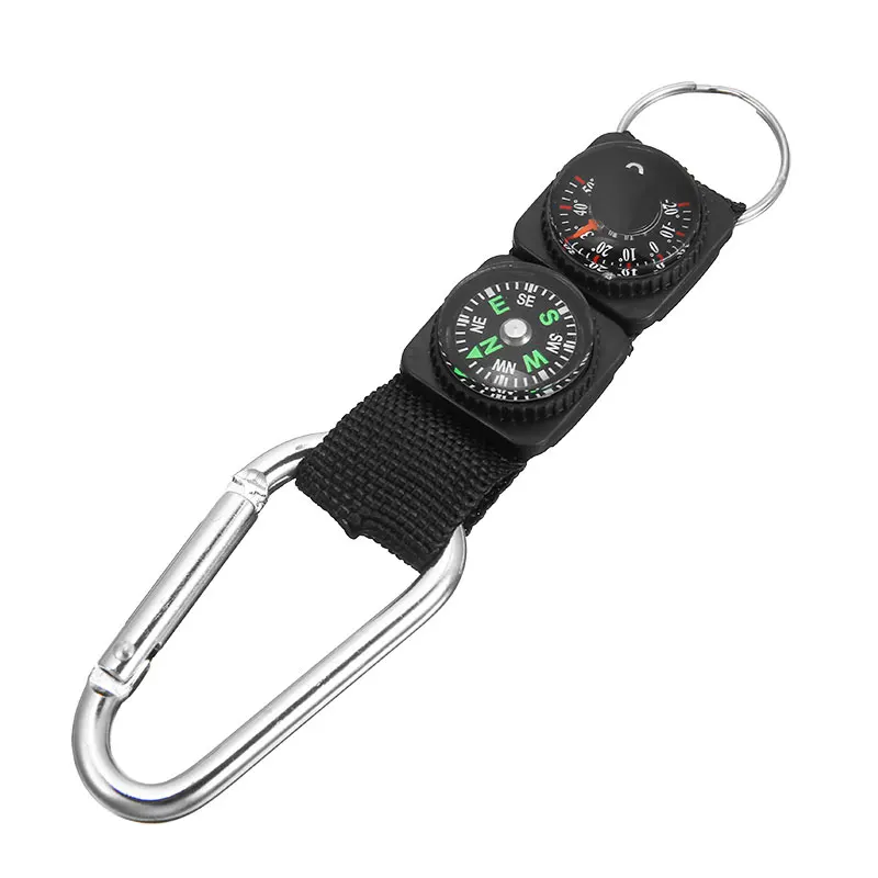 3 in 1 Mini Multifunction Hiking Travel Compass Thermometer Carabiner Key Ring Camping First Aid Kits Safety Survival Tools Hot | Спорт и